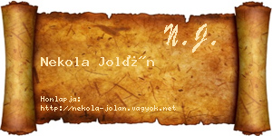 Nekola Jolán névjegykártya